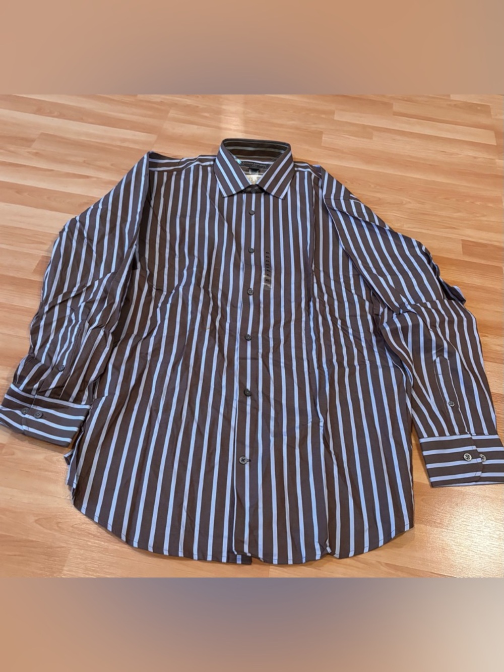 Banana Republic Brown and Light Blue Striped Button-Up Long Sleeve Shirt